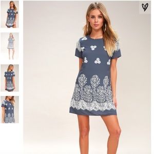 Lulu’s Blue and White Print Shift Dress